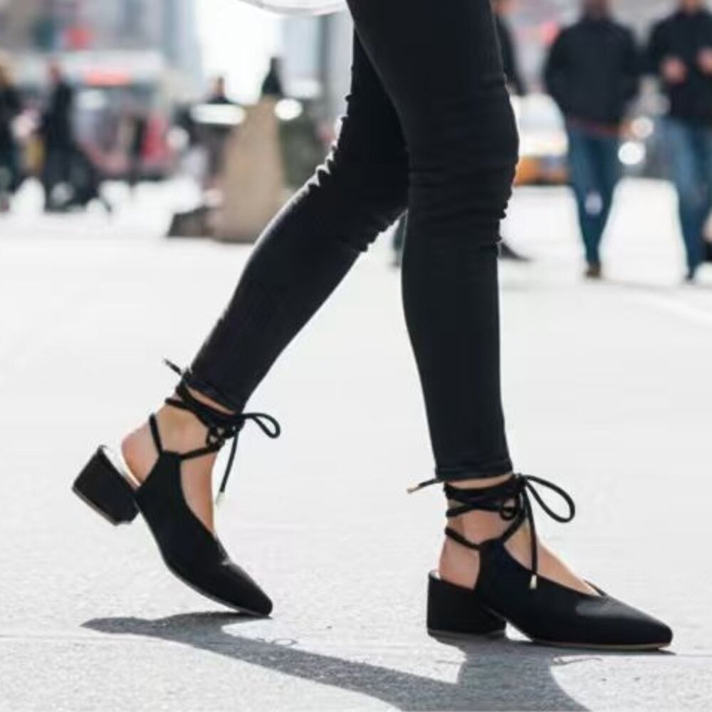 Kaanas Black Suede Tie Mule Loafer